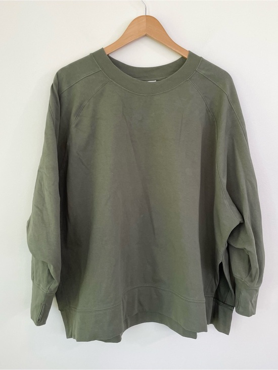 Earth Yoga Tops - Earth Yoga Oversized Boxy Army Green Crew Neck Sweatshirt XL Extra Large Cotton